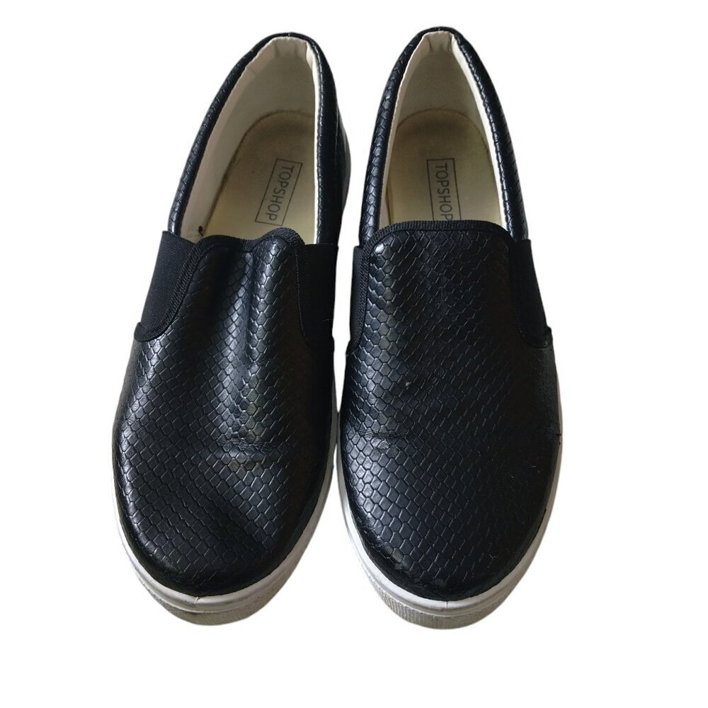 Topshop Men’s Size 7 Slip On Black Casual Shoes Classic
